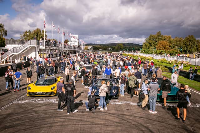 Super cars lined up on the grid