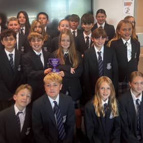 7E at Felpham Community College with their Tutor Group Trophy 