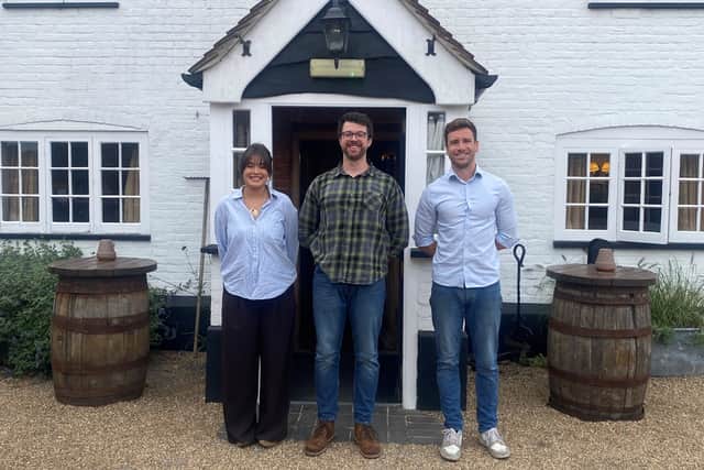 Staff at The Horse and Groom - from left to right, Sophie, Ben and Toby