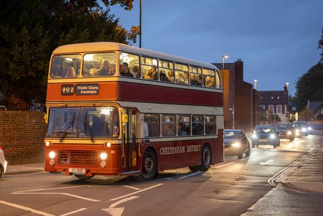 Vintage bus transporting passenger 