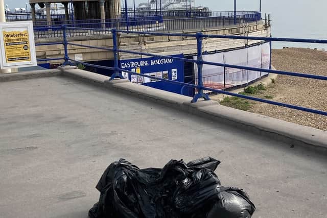 The team collected bags of rubbish from the beach.