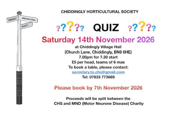 Chiddingly Horticultural Society’s Autumn quiz raising funds for MND