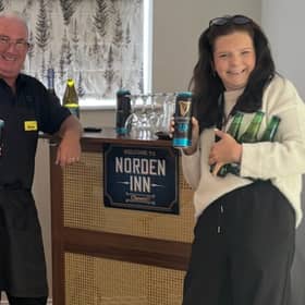 Staff of The Norden Inn pub at Norden House Care Home