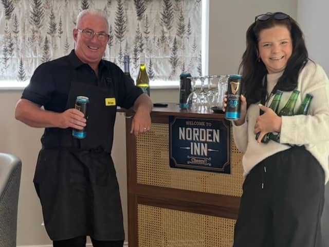 Staff of The Norden Inn pub at Norden House Care Home