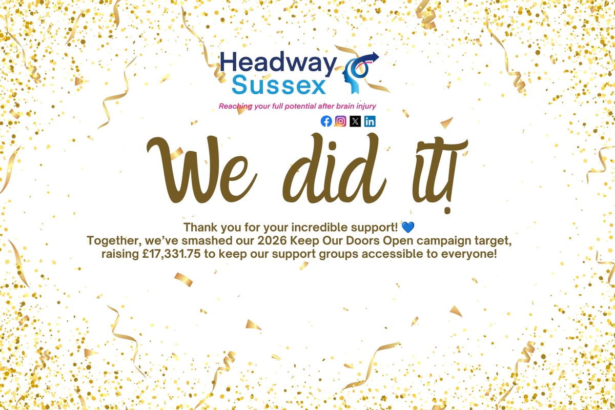 Headway Sussex smashes fundraising target, raising £17,331 to keep vital brain injury support groups accessible
