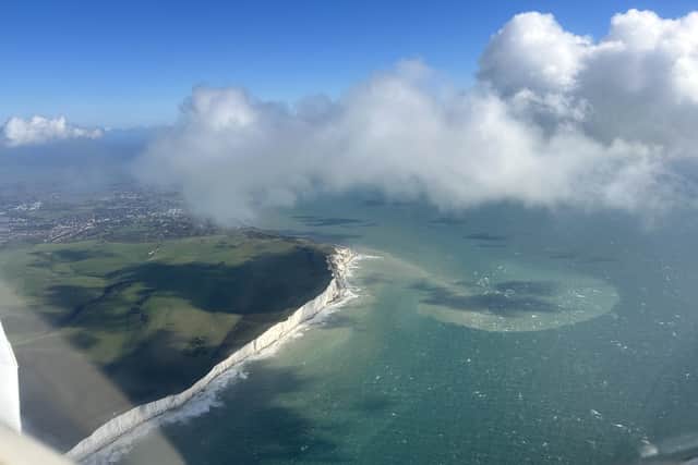 View from the plane over Eastbourne