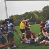 Harry Clark dives over to score the opening try for Heath