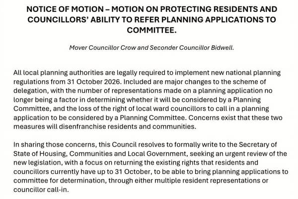 The motion tabled at last week's Crawley Borough Council Full Council meeting