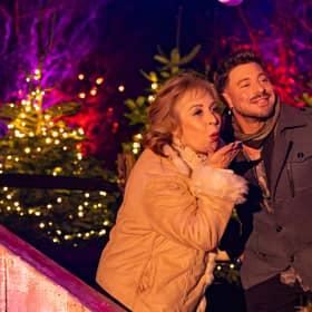 Blue's Duncan James with Mother Fiona at Tulleys Christmas Light Festival 