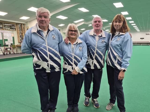 Dave Page, Brenda Page, Dave Hoggen and Marion Hoggen at Worthing Indoor Bowling Club 