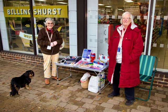 Madeleine Woods and Jean Brown, Poppy Appeal Volunteers outside Sainsbury’s in Billingshurst