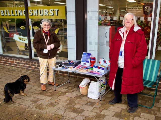 Madeleine Woods and Jean Brown, Poppy Appeal Volunteers outside Sainsbury’s in Billingshurst
