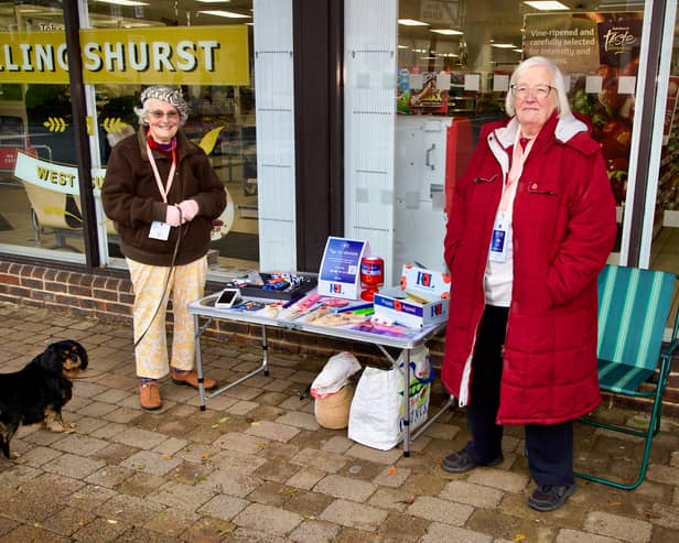 Madeleine Woods and Jean Brown, Poppy Appeal Volunteers outside Sainsbury’s in Billingshurst
