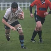 Dan Heriot scoring Blues' first try.