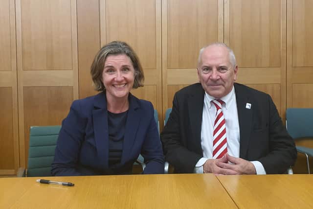 Dr Beccy Cooper MP with Transport Minister, Lord Hendy.