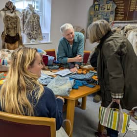 The 'Reuse' table at New Leaf, where residents learned different ways to give their clothing a new lease of life