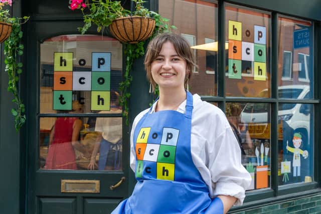Art Space Host Kate Hager outside Hopscotch Art Space
