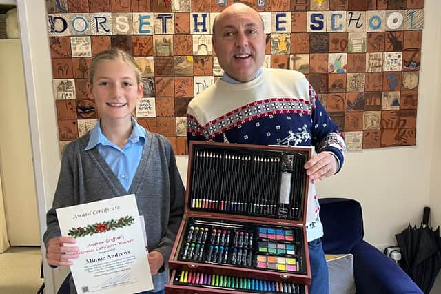 Andrew Griffith MP with last year's competition winner, Minnie Andrews from Dorset House School in Bury. 