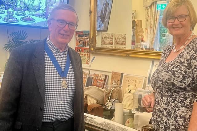 Photo: Councillor Tony Bevis joins Kate Cooper, Chair of the Trustees at Heathfield Residential Care Home’s 70th anniversary celebrations.