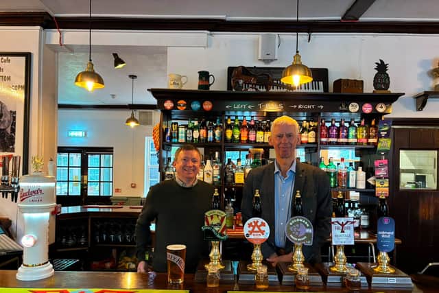 John Milne MP with Richard Grady at local pub, The Malt Shovel. 