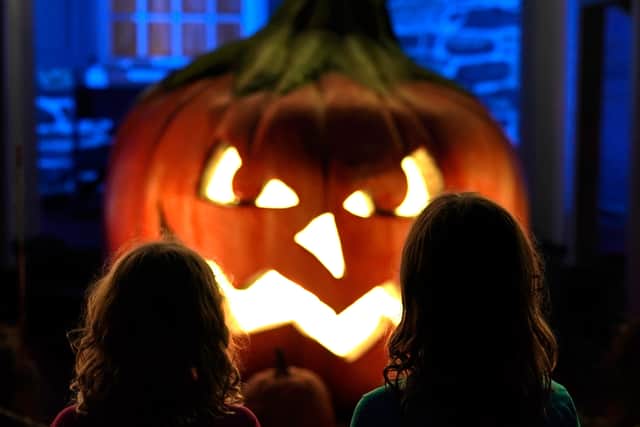 Halloween decorations are seen on display