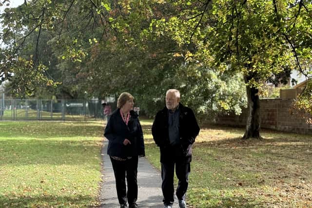 Denny and Peter often go out for walks in the park during befriending visits