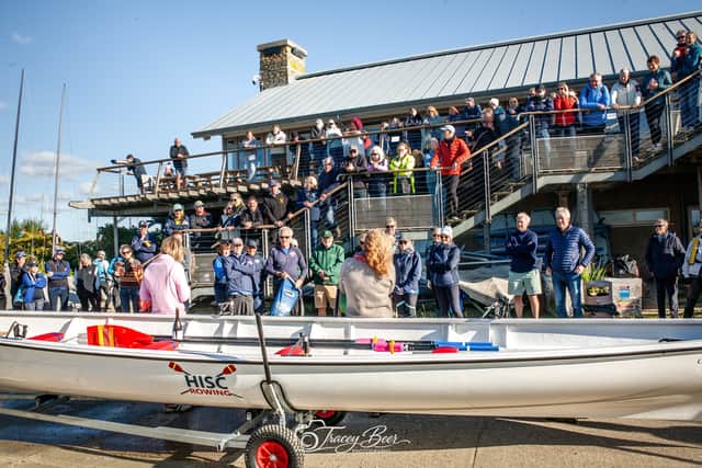 Members and guests gathered at HISC to witness the unveiling of Valerie.