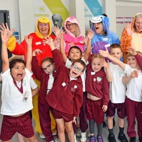 The children joined by Pooh, Piglet, Eeyore, Tiger and Kanga
