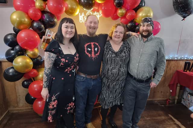 L-R: Marie with Carl, mum Lyn and Dan. The family were supported by St Barnabas House and Marie is sharing their experience to raise money and awareness of the important role hospice care plays for families like hers.