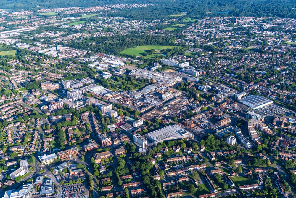 Aerial shot of Crawley