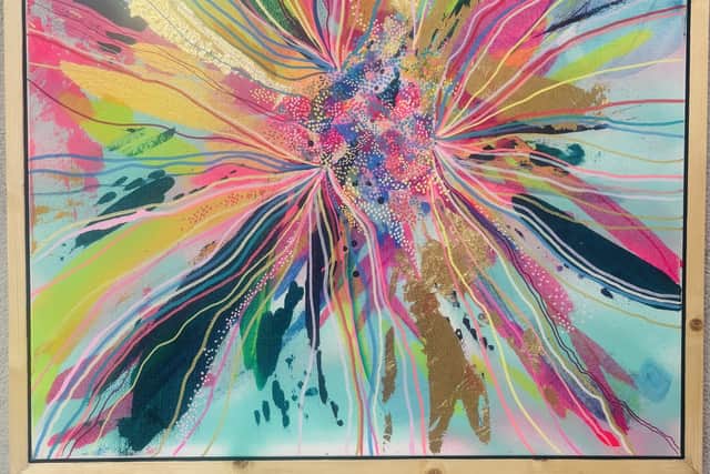 Radiant Burst by Sophie Garwood (64 x 64cm, mixed media)