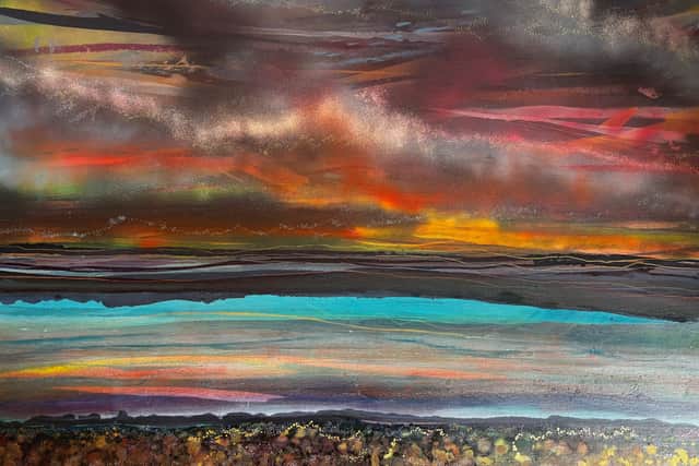 One of Sophie Garwood's new seascapes (100 x 120cm, mixed media), on show for the first time at Beyond Colour.
Photos courtesy of Sophie Garwood.
