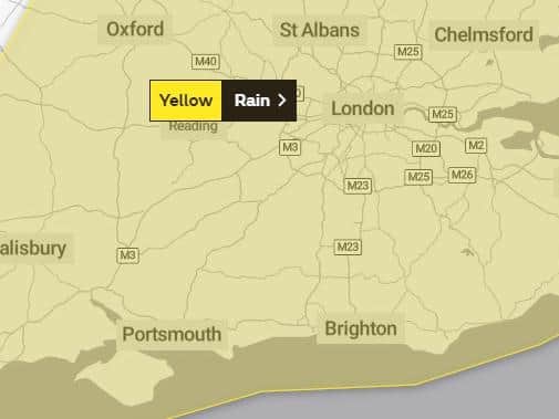A yellow weather warning has been issued for Sussex
