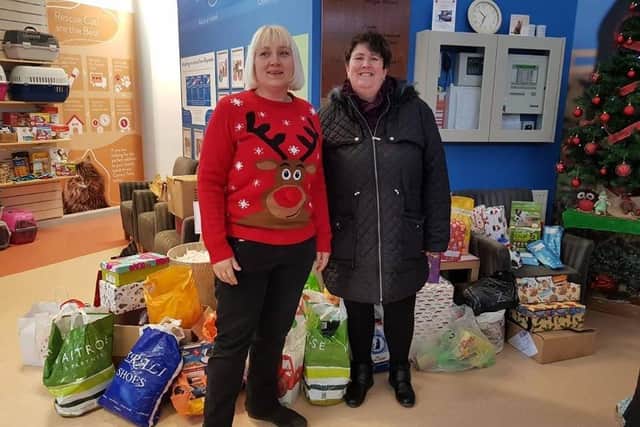 Justine Crookall (right) from Burgess Hill is appealing for festive donations