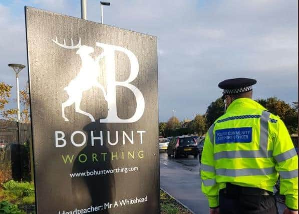 Police are continuing their patrols outside schools in Worthing. Photo: Twitter/Adur and Worthing Police