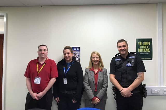 (Left to right) Mark Halls, director of the Business Crime Reduction Partnership, Katie Harsley, Bognor-based Police Community Support Officer, Katy Bourne, Sussex Police and Crime Commissioner and Max Palfrey, acting sergeant for Arun and Chichester