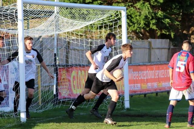 Pagham score against Eastbourne Utd Assoc at Nyetimber Lane / Picture by Roger Smith