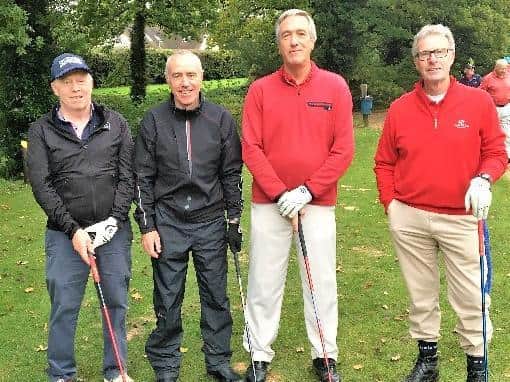 Horsham Golf Clubs James Barclay (left) and Shaun Moloney with Oak Parks Maurice Emberson and Bob Sockett