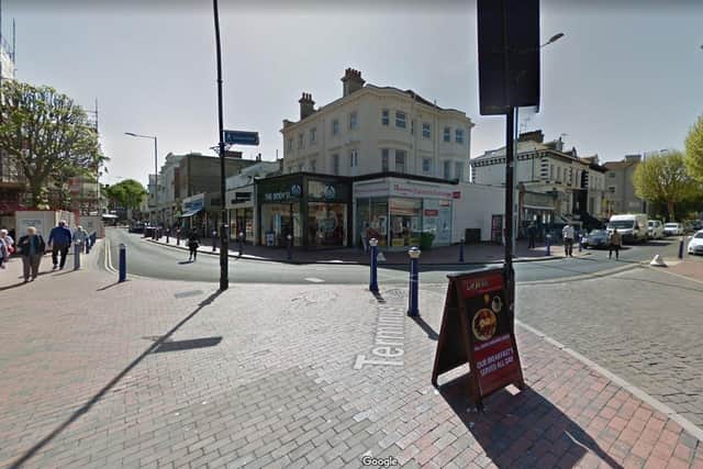 The plans would see this section of Terminus Road, between Bolton Road and Langney Road, pedestrianised (image by Google)