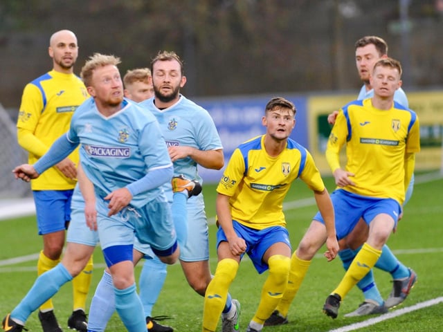 Action from Lancing v Eastbourne Town.