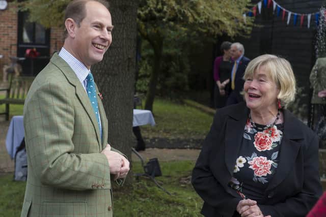 Prince Edward with Margaret Darvill of the Wey and Arun Canal Trust SUS-191118-145554001