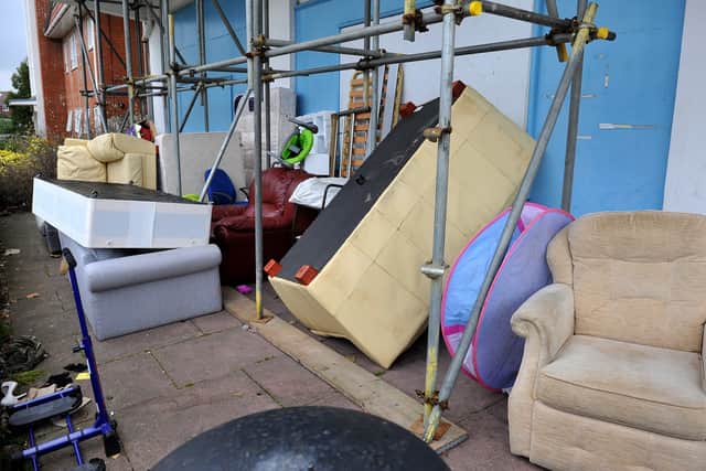 Paul Davies is frustrated with the fly tipping at Guildcare charity shop. PIc Steve Robards SR21111904
. SUS-191121-172113001