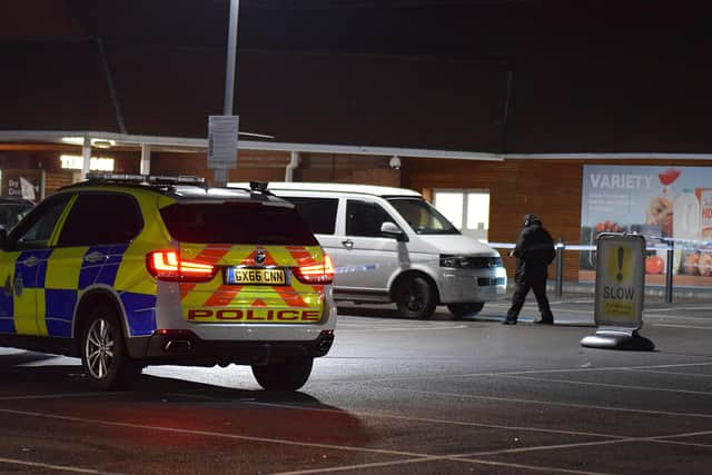 Emergency services on scene at the Lottbridge Drove Tesco, Eastbourne. Picture by Dan Jessup SUS-191121-175124001