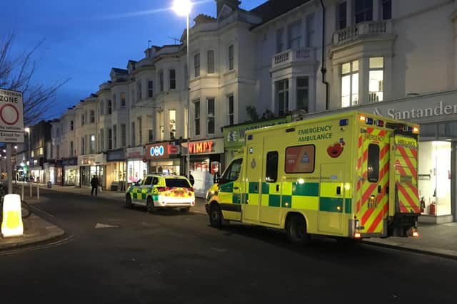 Several ambulance vehicles were called to the scene in Chapel Road, Worthing