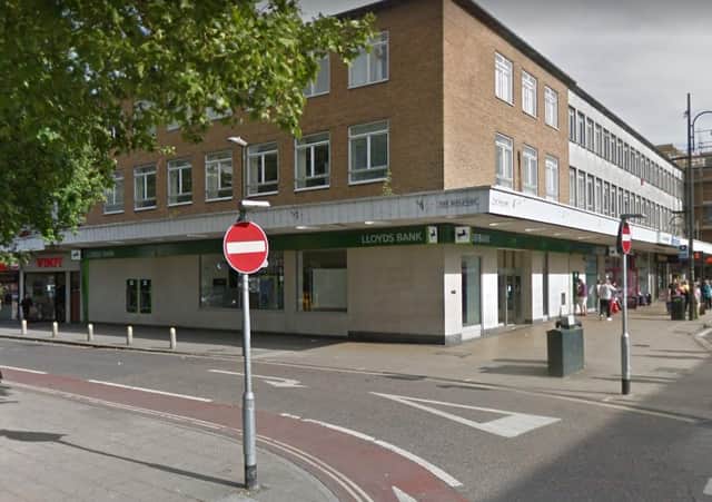 There are plans to convert office space above Lloyds Bank, Crawley, into eight flats. Image: Google Maps Street View