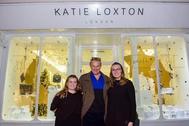 Hugh Bonneville at Katie Loxton - one of the winners of Chichester BIDs Christmas Window Display Competition SUS-191127-143858001