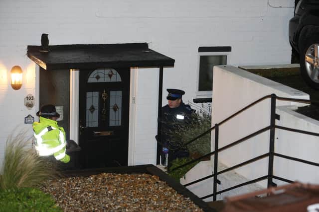 Police in Brighton last night. A man and woman were arrested on suspicion of murder