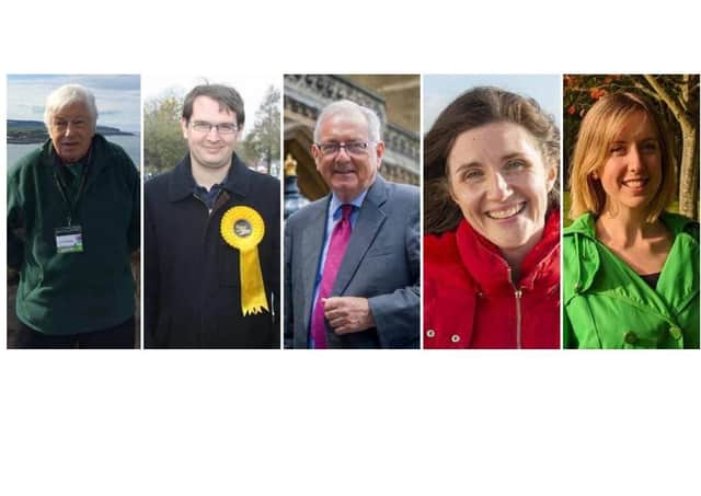 The candidates: David Aherne (Independent), Jamie Bennett (Lib Dem), Sir Peter Bottomley (Conservative), Beccy Cooper (Labour), Jo Paul (Green)