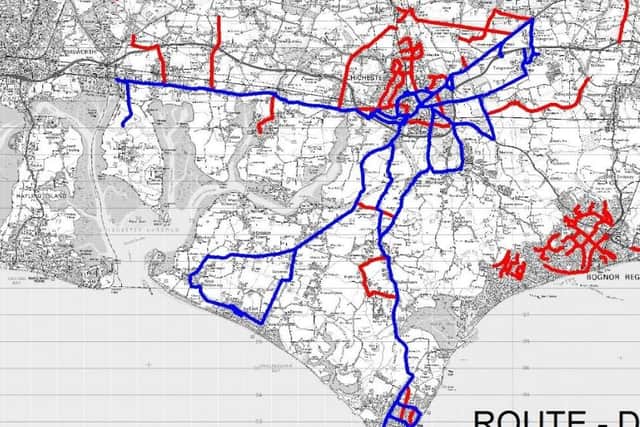 The red routes are where gritting will no longer take place, blue is where it will continue