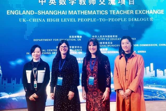 Michelle Cannon and Melanie Squires with Shanghai teachers Jiayun Huang, known as Helen, and Hui Zhang, known as Hazel